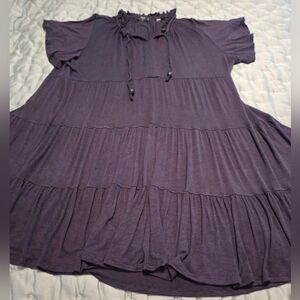 Tahari Black Rouched Neckline Babydoll Dress